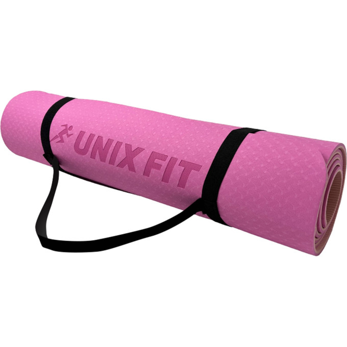 Коврик для йоги и фитнеса UNIX FIT двусторонний, 180 х 61 х 0,6 см, двуцветный, розовый YMU6MMPK